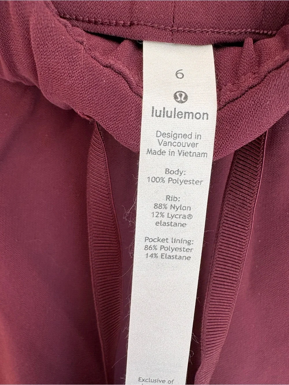 Lululemon Women’s Joggers Maroon Size 6 - Picture 8 of 8